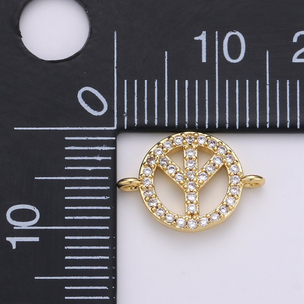 Peace Sign Charm, Gold Peace Sign, Micro Pave Charms, Gold Charms, Peace Symbol, Pave Pendants, Cubic Peace Bracelet Connector F-505
