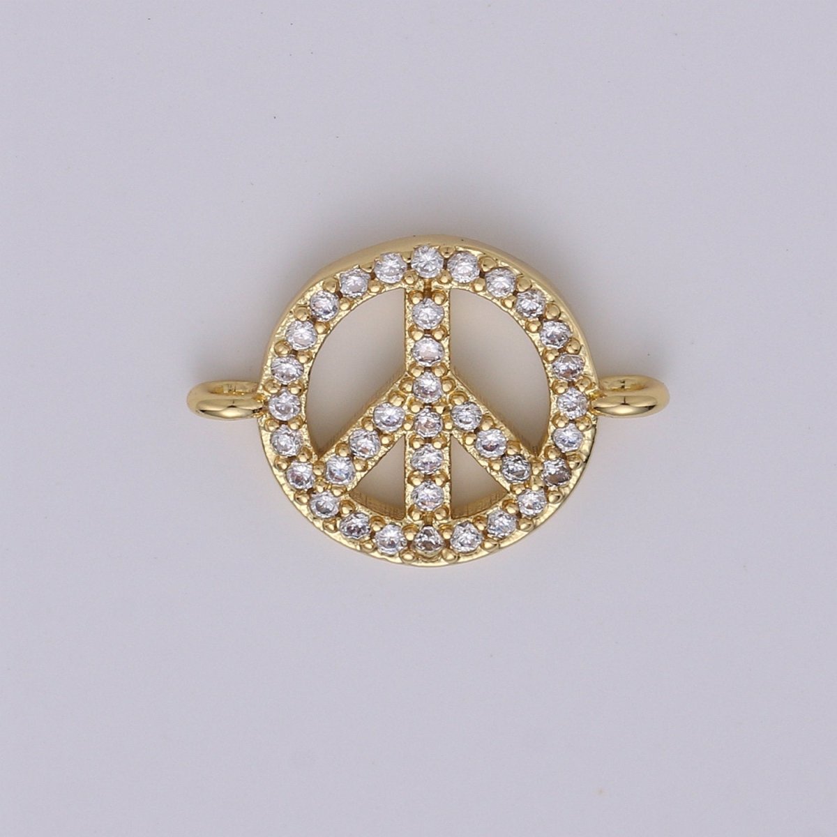 Peace Sign Charm, Gold Peace Sign, Micro Pave Charms, Gold Charms, Peace Symbol, Pave Pendants, Cubic Peace Bracelet Connector F-505
