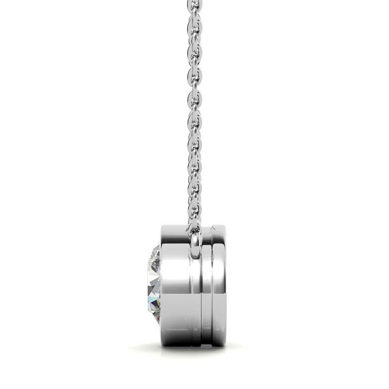 3.00 CTW AGI Certified Round Brilliant Lab Grown Diamond Bezel Pendant in 14K White or Yellow Gold