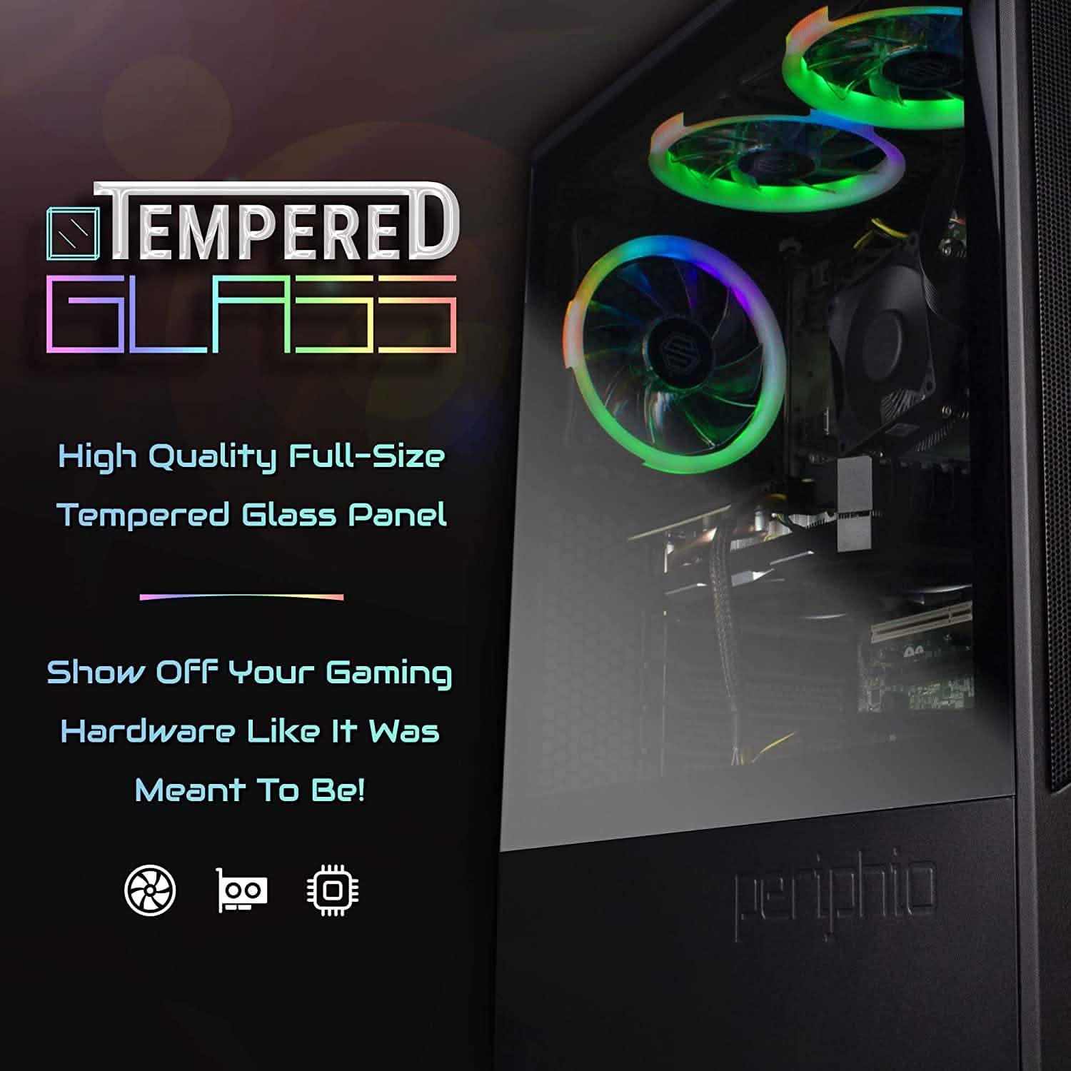 Periphio Ghoul Prebuilt Gaming PC Computer Tower 16GB RAM 120GB SSD + 500GB HDD (Refurbished)