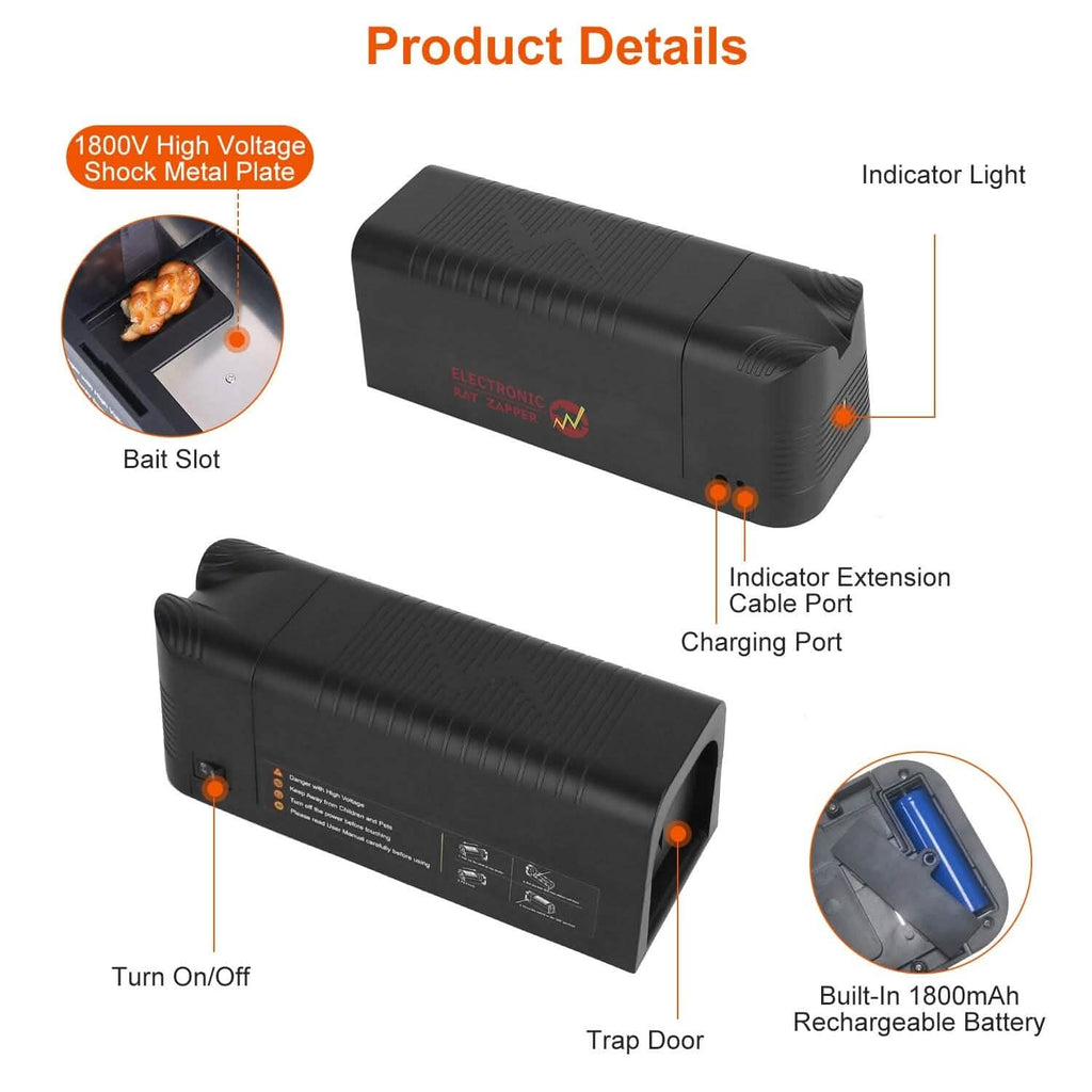Pest Control Rechargeable Shock Mice Killer with 1800V High Voltage
