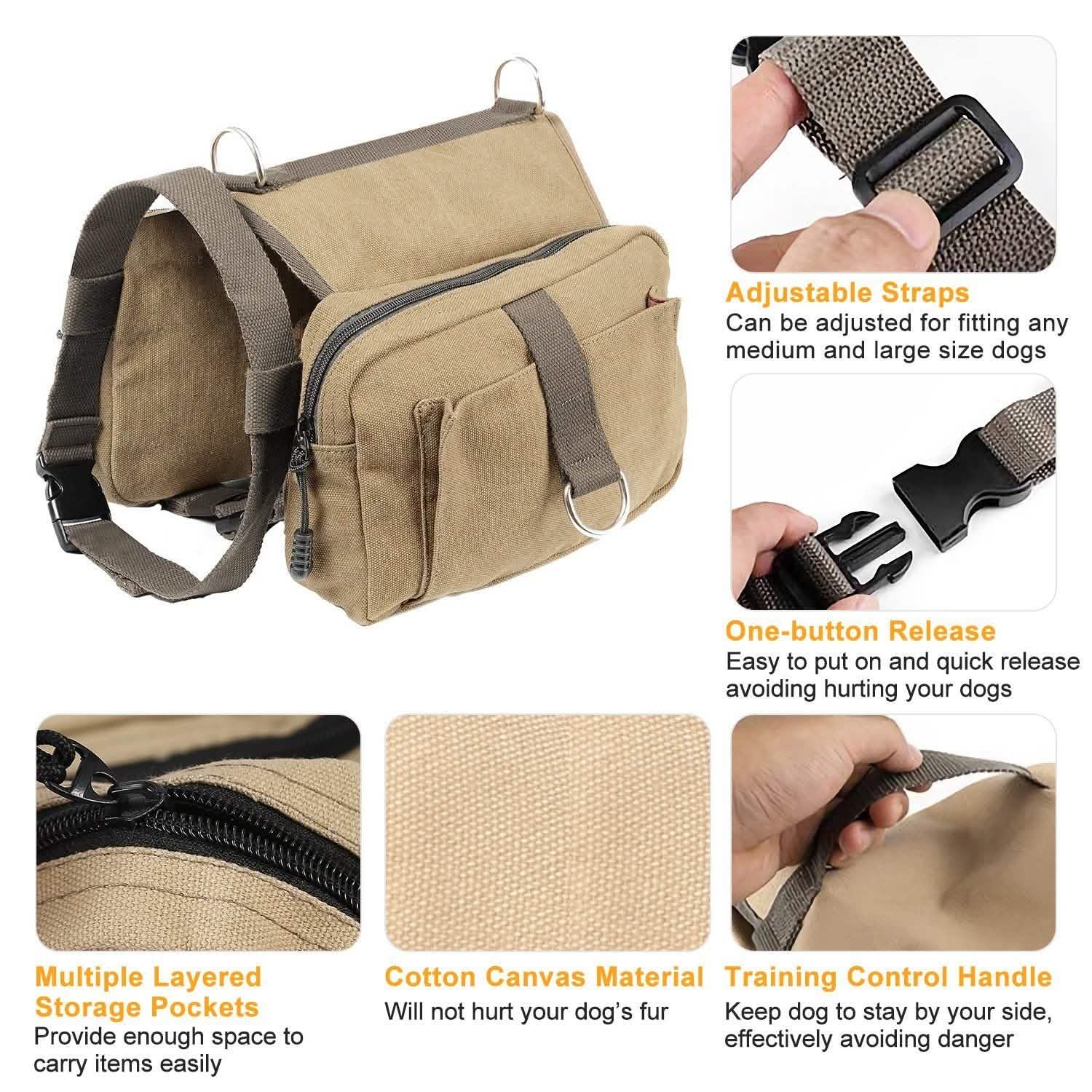 Pet Dog Backpack Hound Hiking Camping Saddle Bag