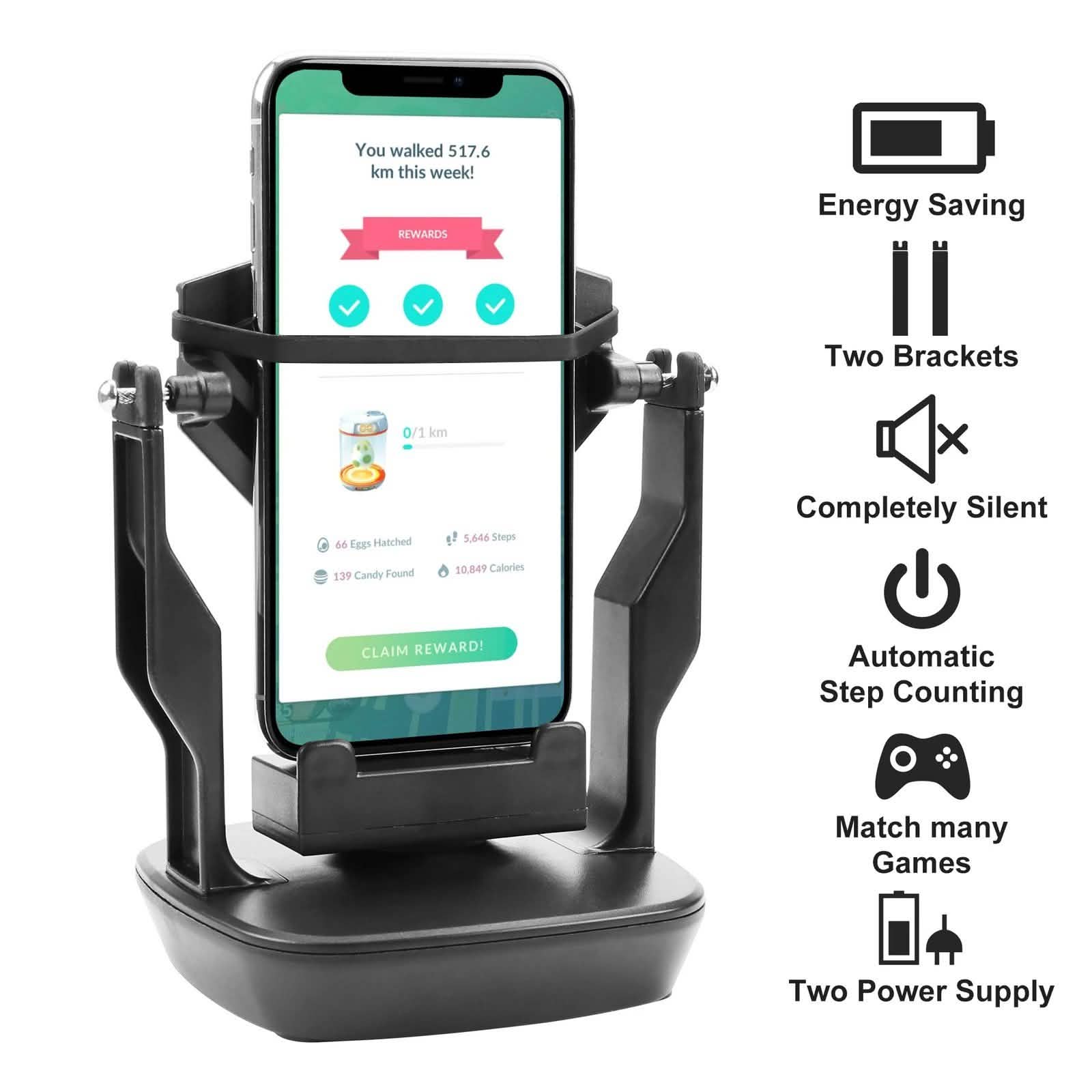 Phone Shaker Wiggle Holder for Pokemon Go Automatic Step Earning Swing Device