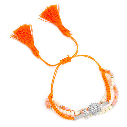 Pineapple Charm Double Tassel Cinch Bracelet