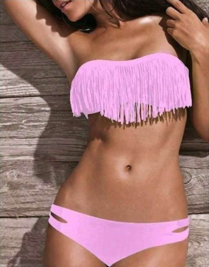 Ensemble 2 pièces : Maillot de bain bikini tendance à franges