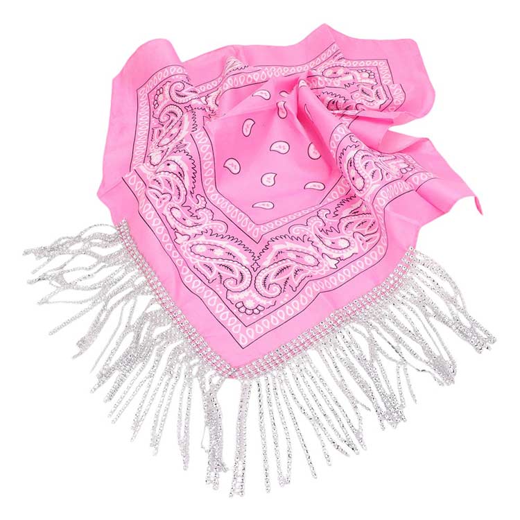 Women's Rhinestone Like Fringe Cowgirl Bandana Scarf
