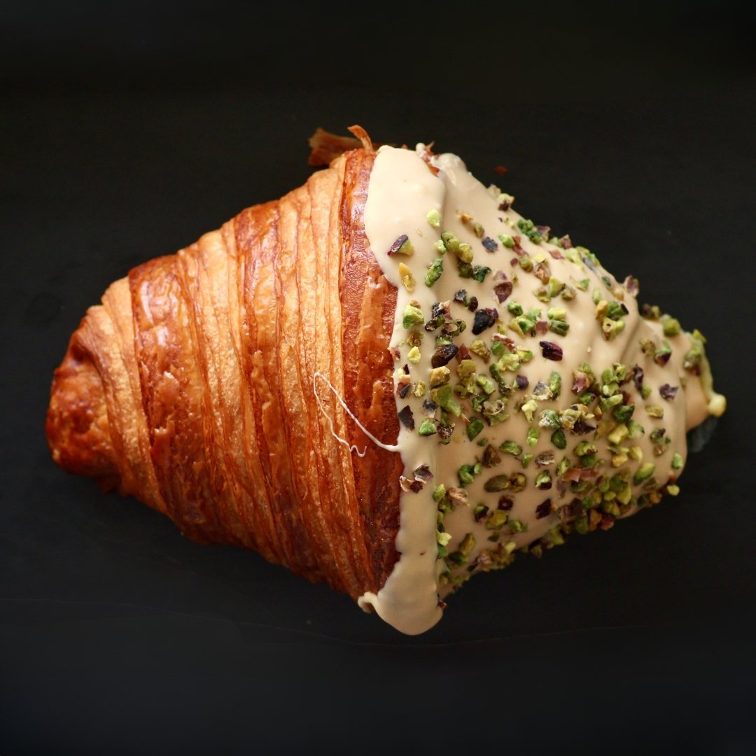 Andy Anand Sugar-Free White Chocolate Pistachio Croissant Cake, 10 pc, 2 lb – Keto & Diabetic-Friendly, Hand-Rolled Birthday Gift Box