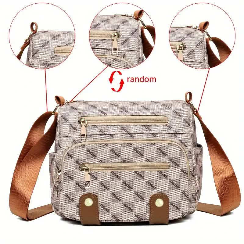 Sac bandoulière à carreaux, sac à main multipoches pour femme, sac à bandoulière en faux cuir clouté