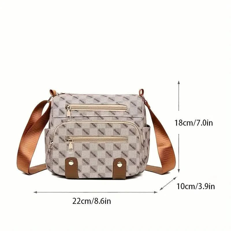 Sac bandoulière à carreaux, sac à main multipoches pour femme, sac à bandoulière en faux cuir clouté