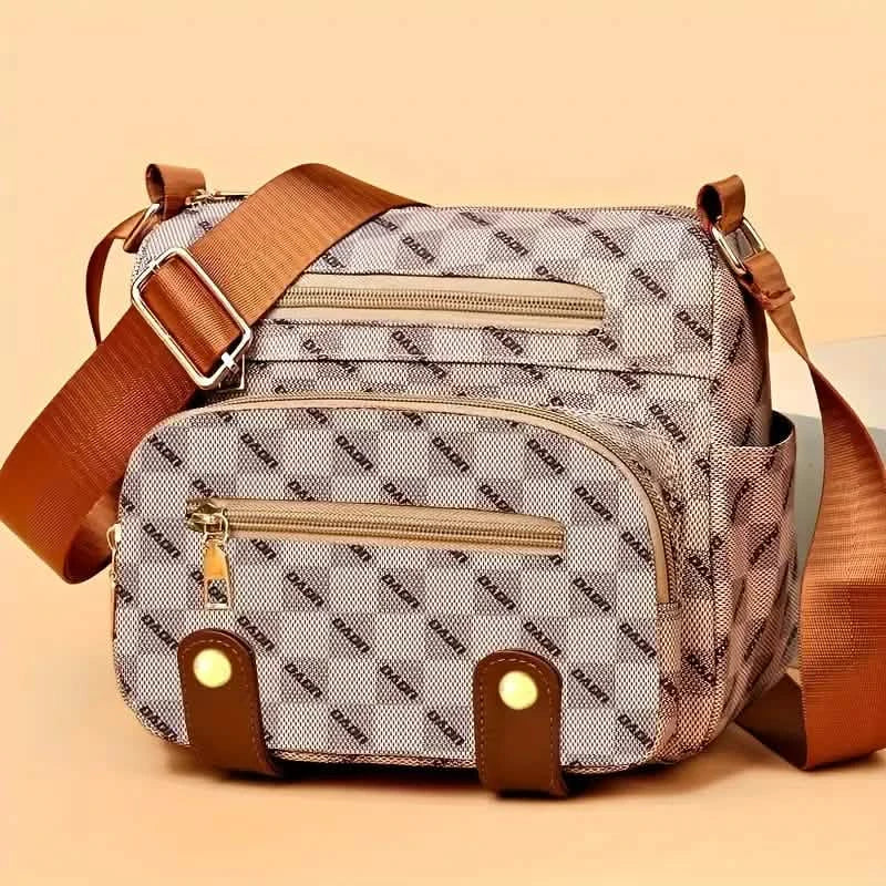 Sac bandoulière à carreaux, sac à main multipoches pour femme, sac à bandoulière en faux cuir clouté