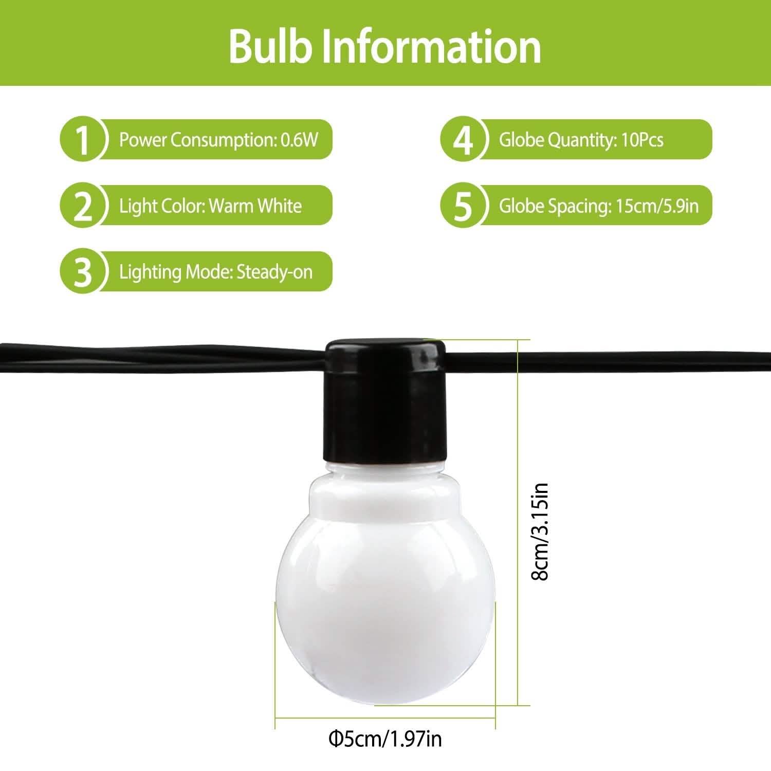 Guirlande lumineuse globe à brancher avec ampoules LED blanc chaud