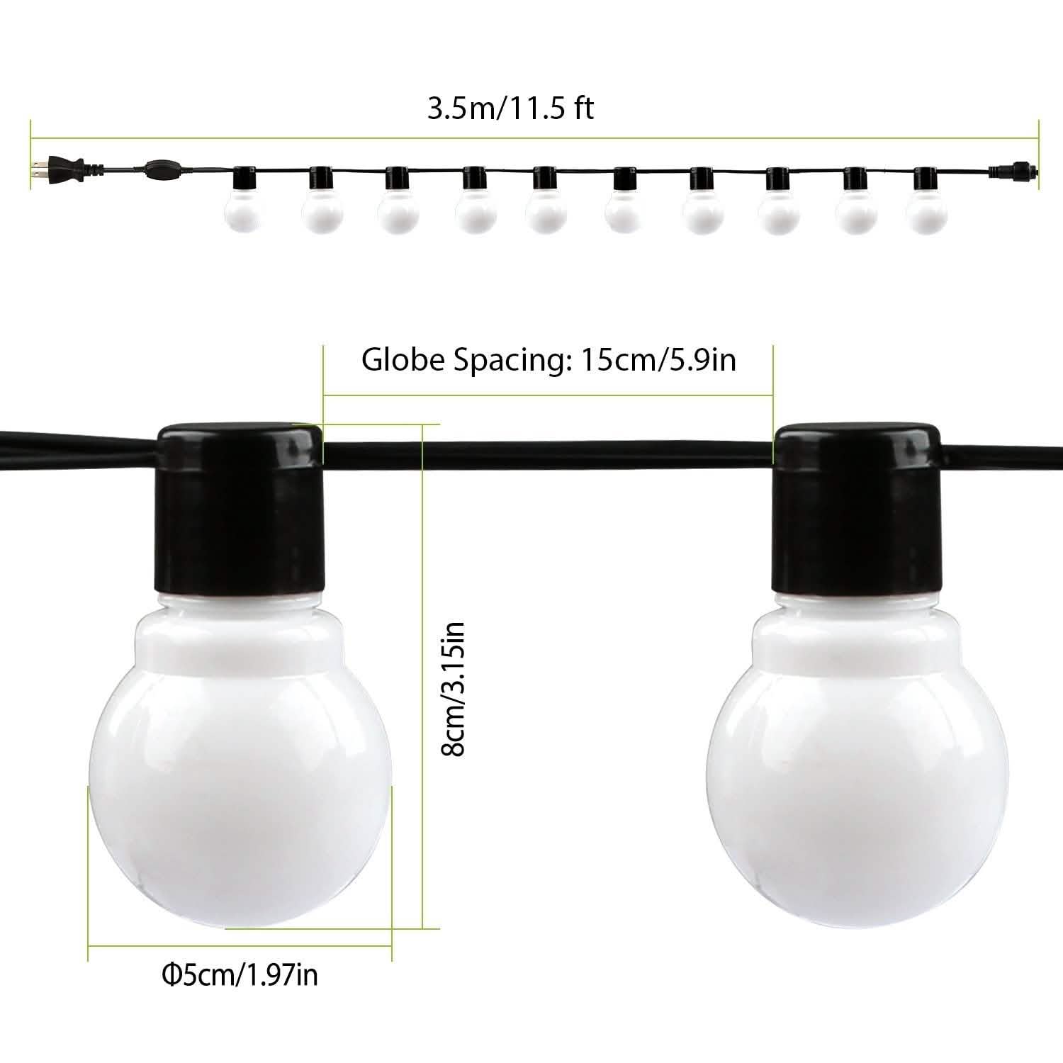 Guirlande lumineuse globe à brancher avec ampoules LED blanc chaud