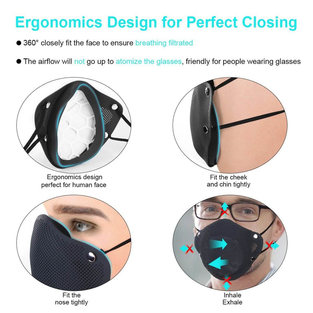 PM2.5対応 口鼻分離型 再利用可能 洗えるシリコンマスク