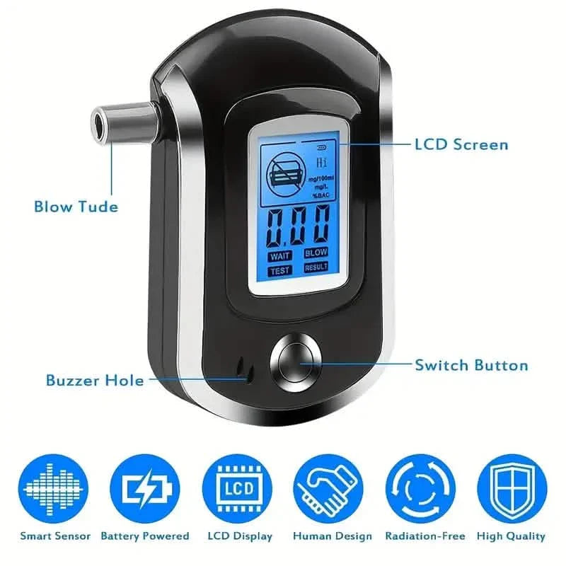 警察用呼気アルコール検知器、LCDディスプレイ付き - AT6000アルコールテスター