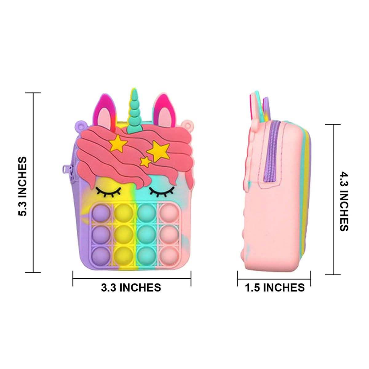 Pop-It Bubble Unicorn And Fruits Fidget Crossbody Handbag Purse