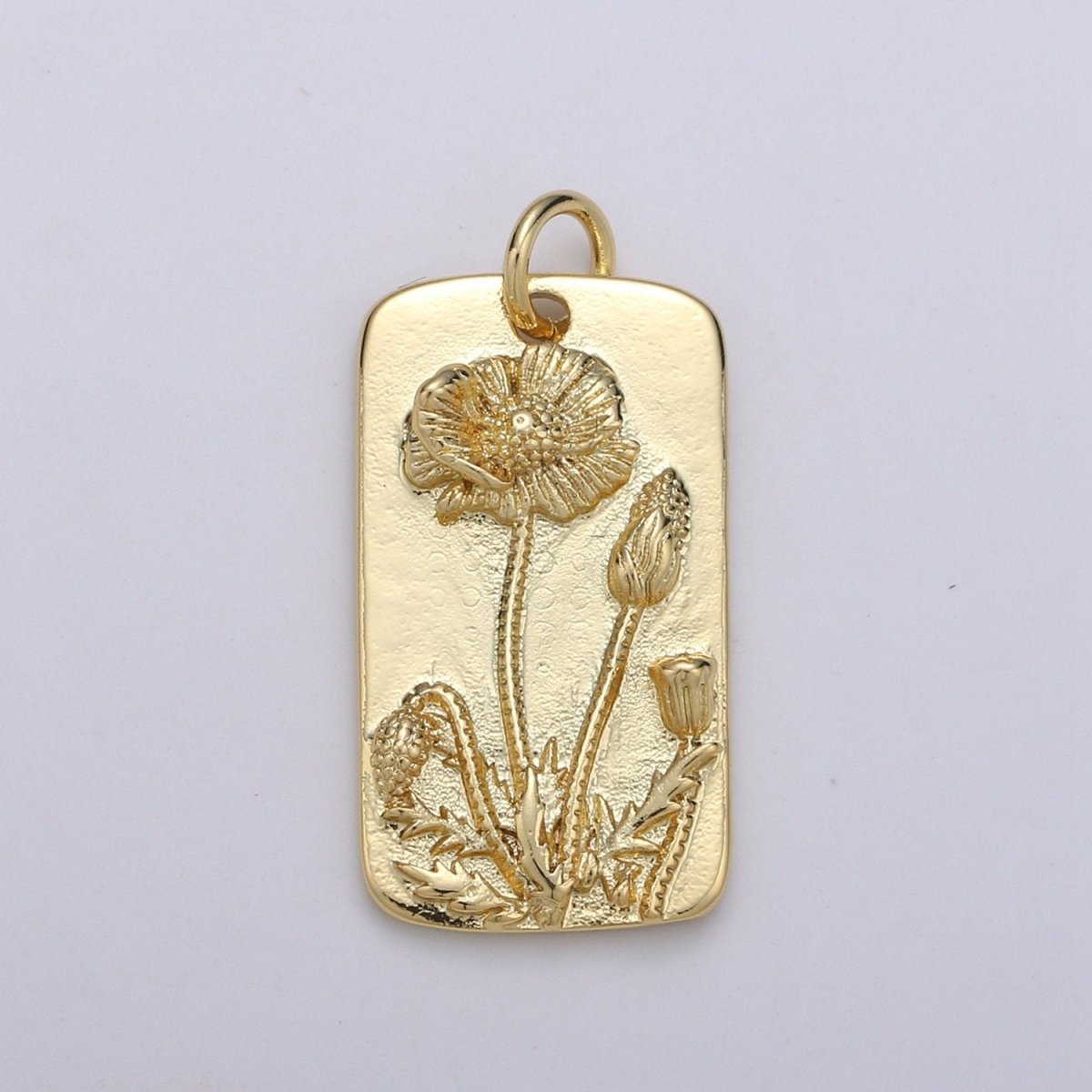 Poppy Flower Charms, Gold Tag Pendant, Dainty Poppy Charm, Small Wild Flower Charm for Necklace Floral Flower Tag Jewelry D-768