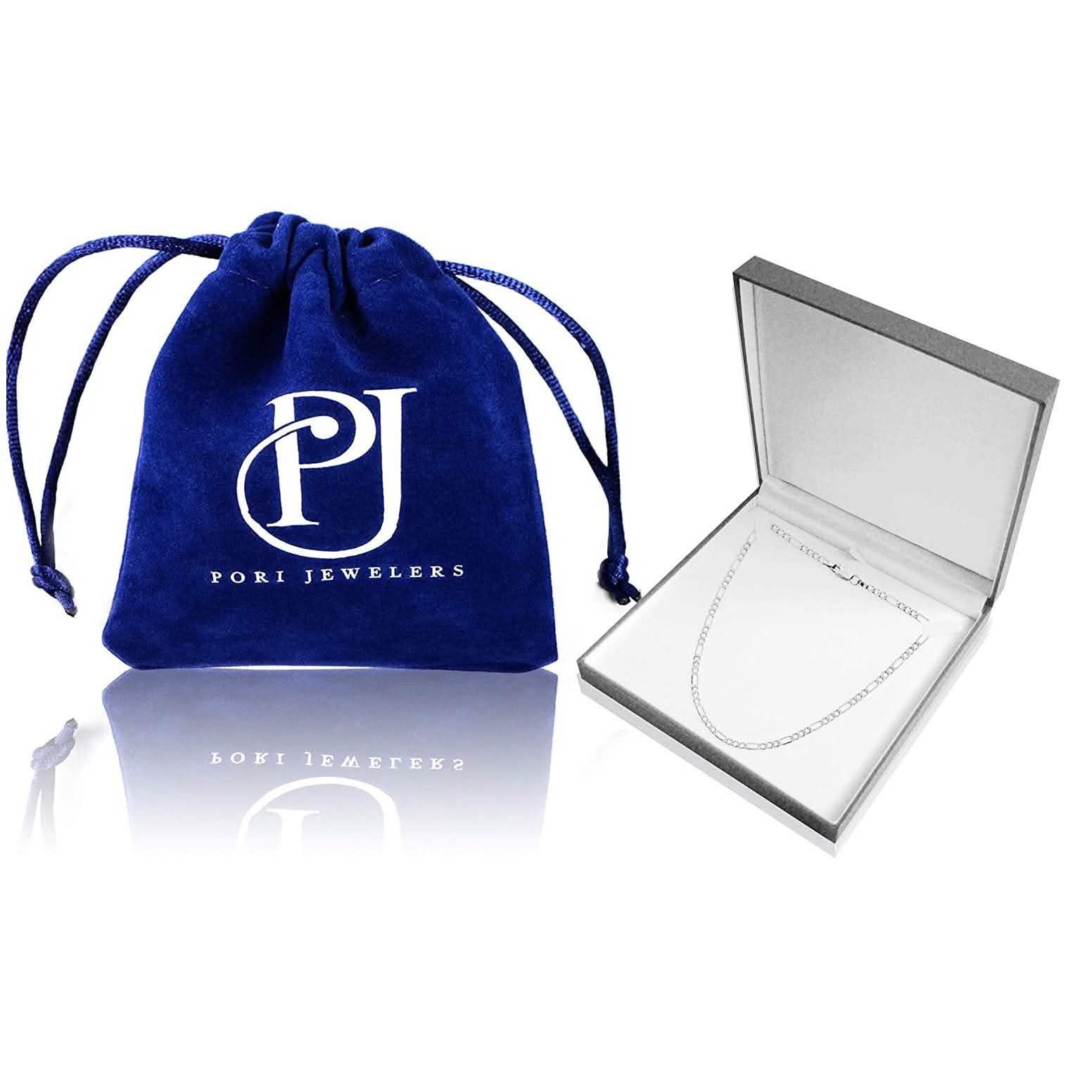 Pori Jewelers Collier chaîne figaro en argent sterling 925