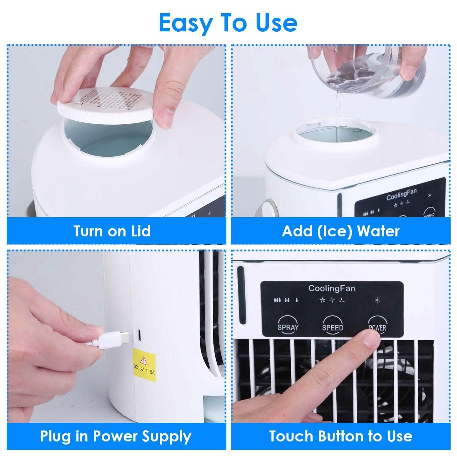 ポータブルエアコンファン 蒸発式加湿器 3段階スプレー