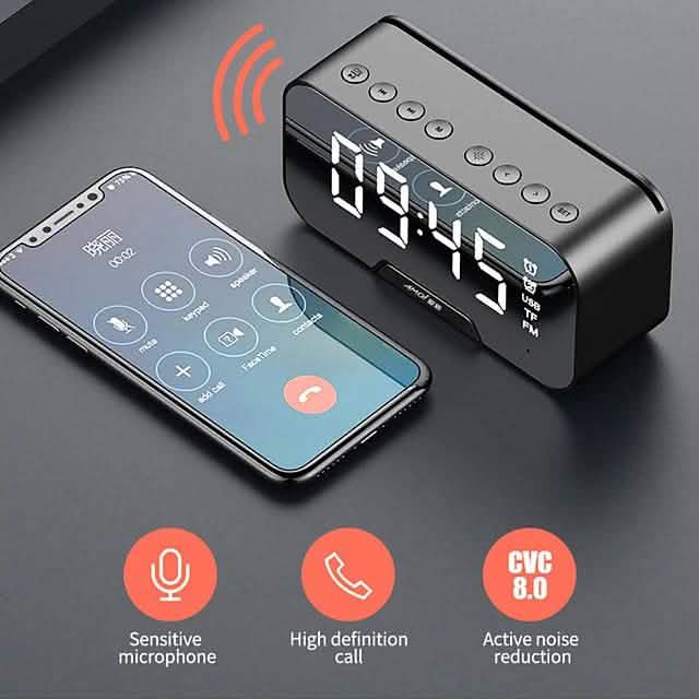 ポータブルBluetoothスピーカー ミラー付きアラームクロック