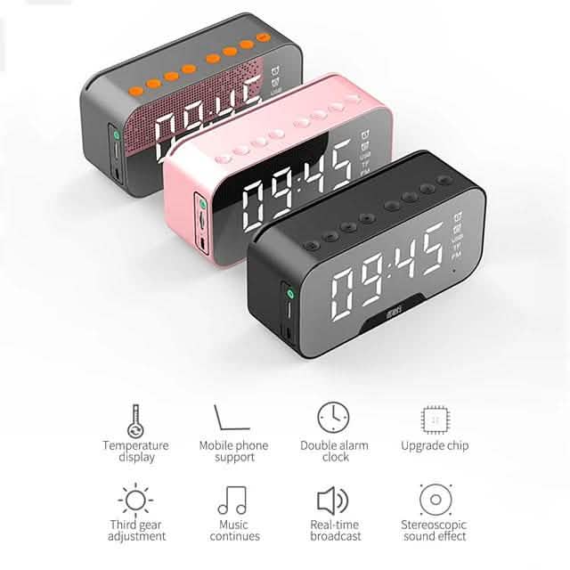 ポータブルBluetoothスピーカー ミラー付きアラームクロック