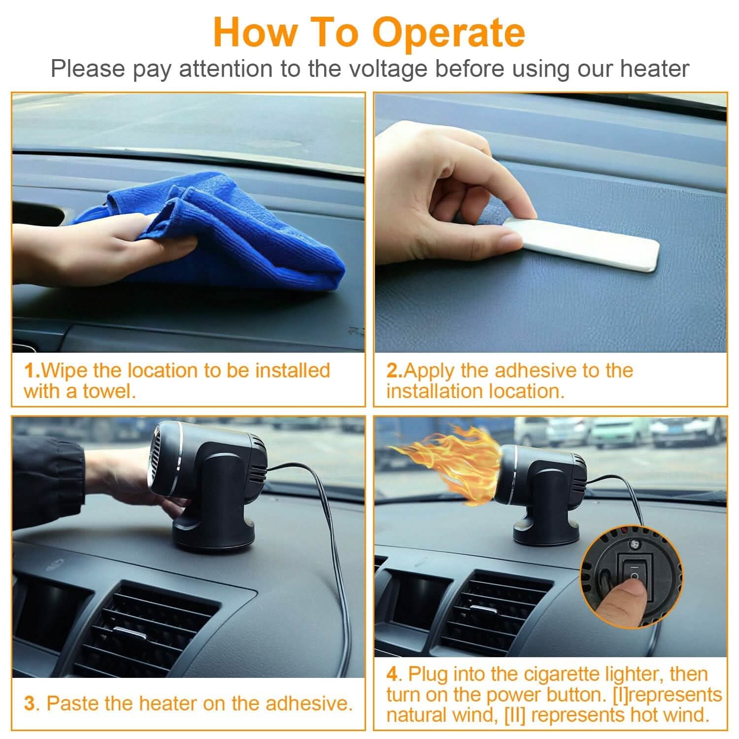 Chauffage Soufflant Portable de Voiture 2-en-1 Chauffage et Refroidissement