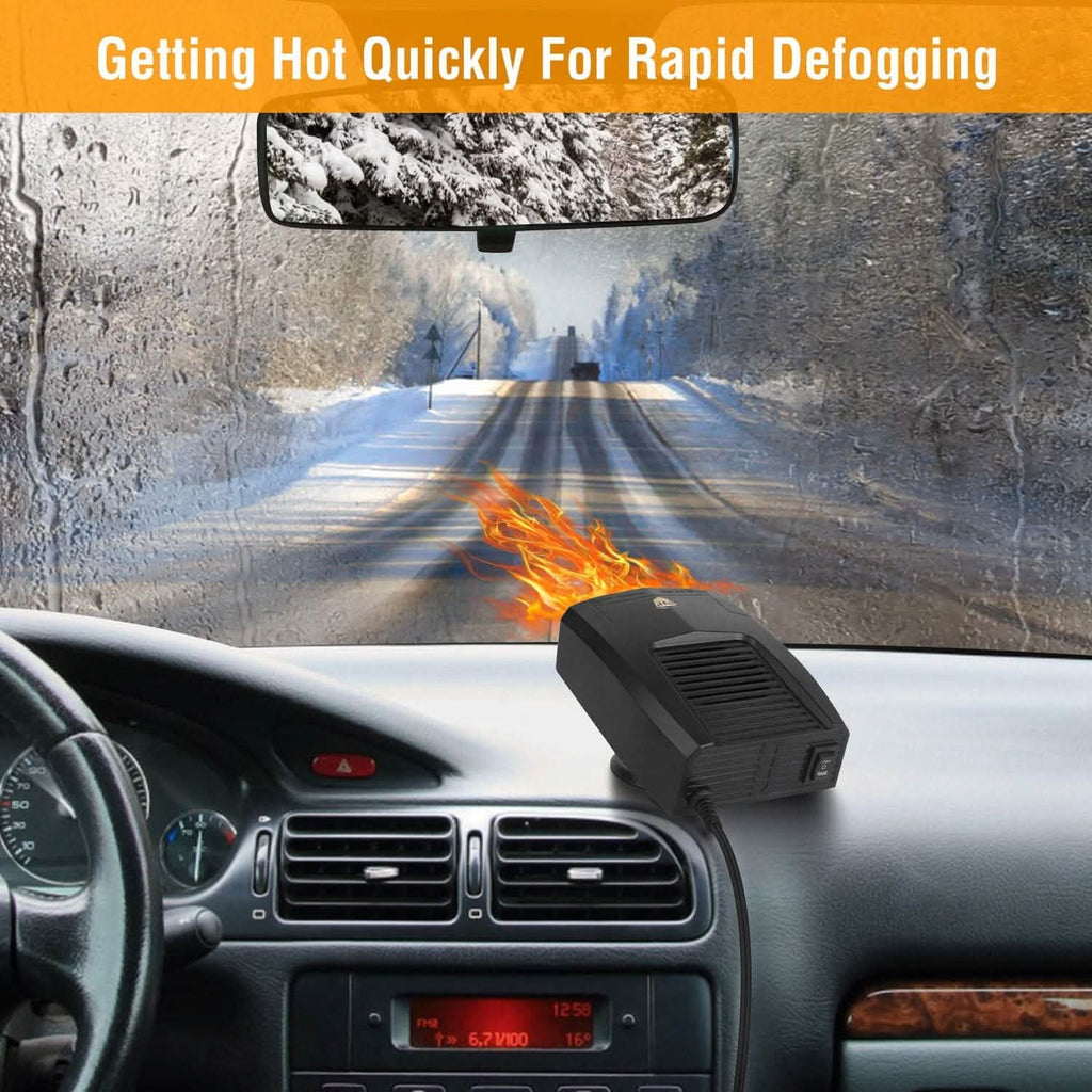 Portable Car Heater Heating Fan 2-in-1 Defroster Defogger Demister Windshield Heater