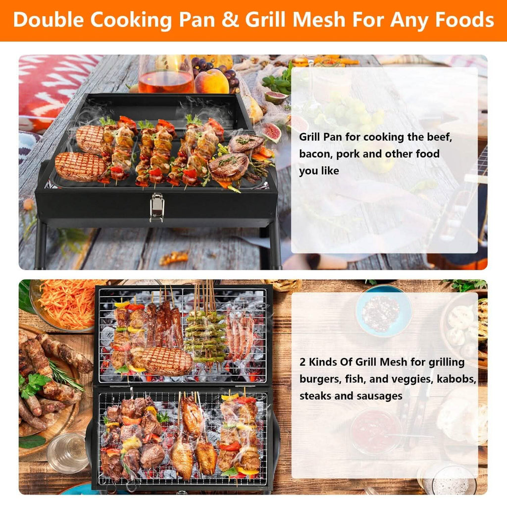 Portable Charcoal Two Sides Folding BBQ Grill