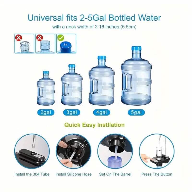 Distributeur d'eau électrique portable intelligent pour bonbonnes de 5 gallons