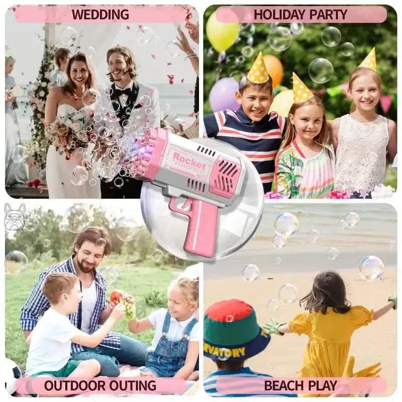Portable Handheld Automatic Electric 40 Holes Rocket Launcher Bubble Gun with LED Light