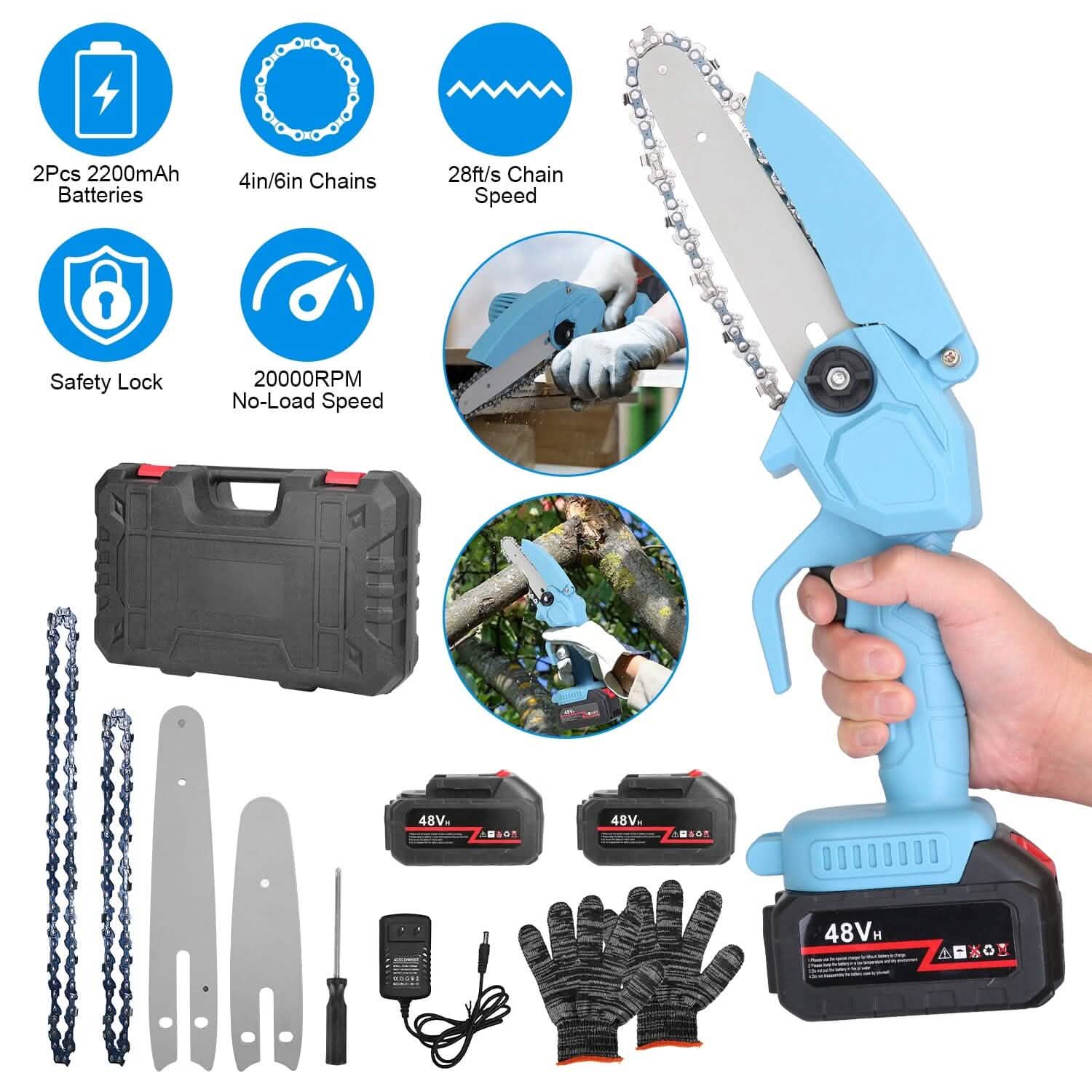 Portable Handheld Cordless Small Chain Saw Battery Powered