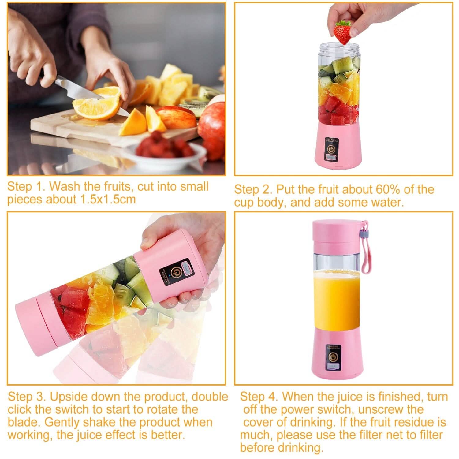 Portable Juicer Blender USB Rechargeable