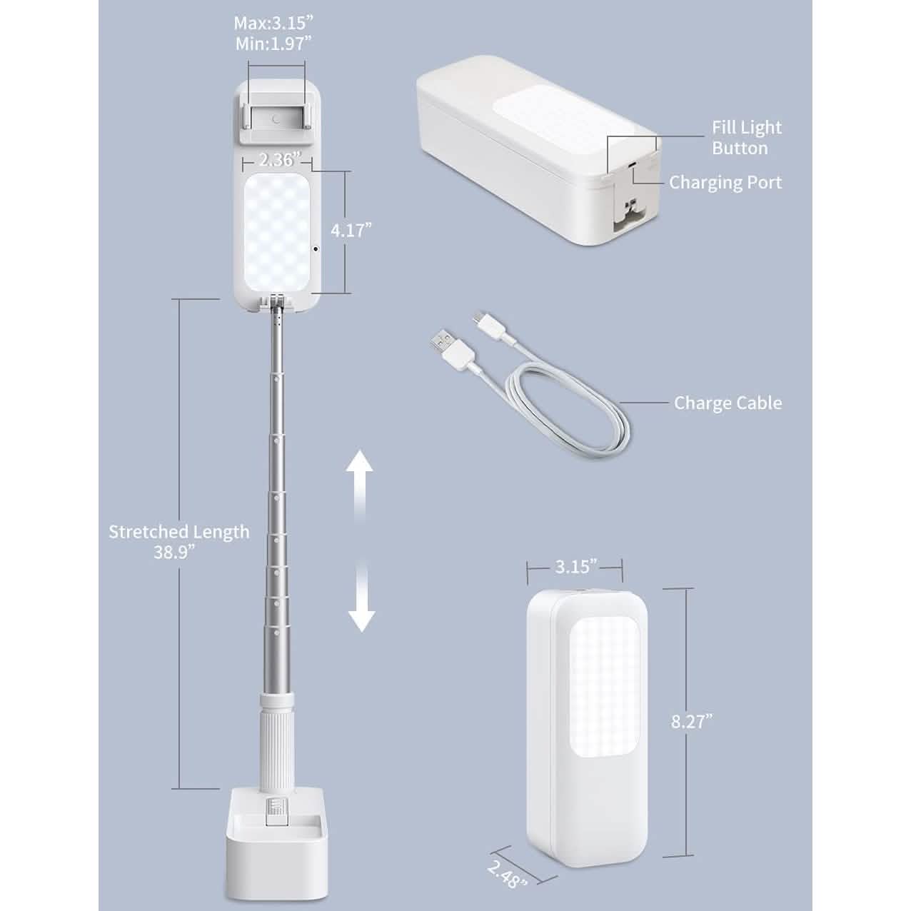 Portable Phone Holder with LED Dimmable Light