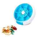 Organisateur de médicaments quotidien portable à bouton-poussoir rotatif et rond, pour une prise par jour