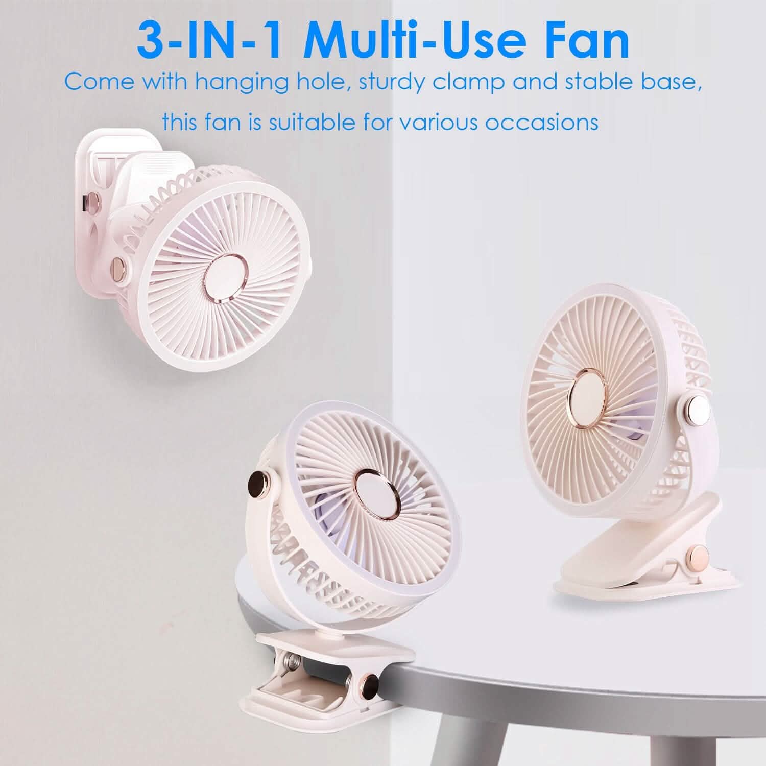 Portable Quiet Rechargeable Clip-On Fan