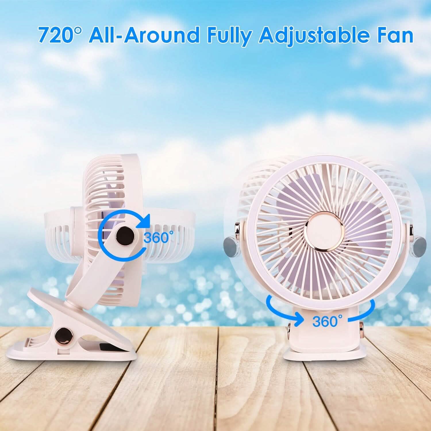 Portable Quiet Rechargeable Clip-On Fan