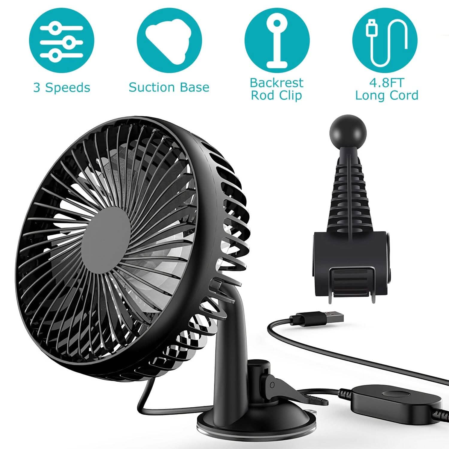 Portable Rotatable Car Cooling Fan