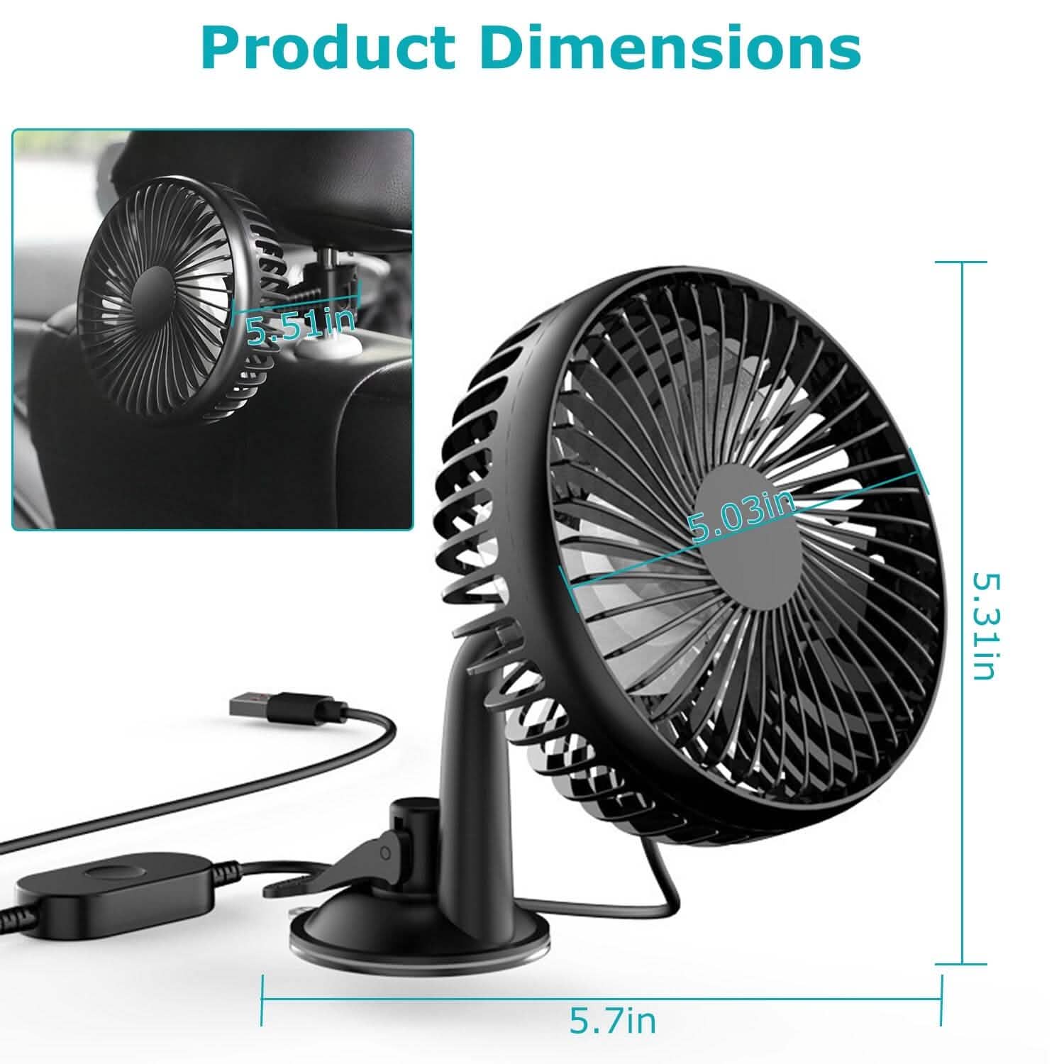 Portable Rotatable Car Cooling Fan