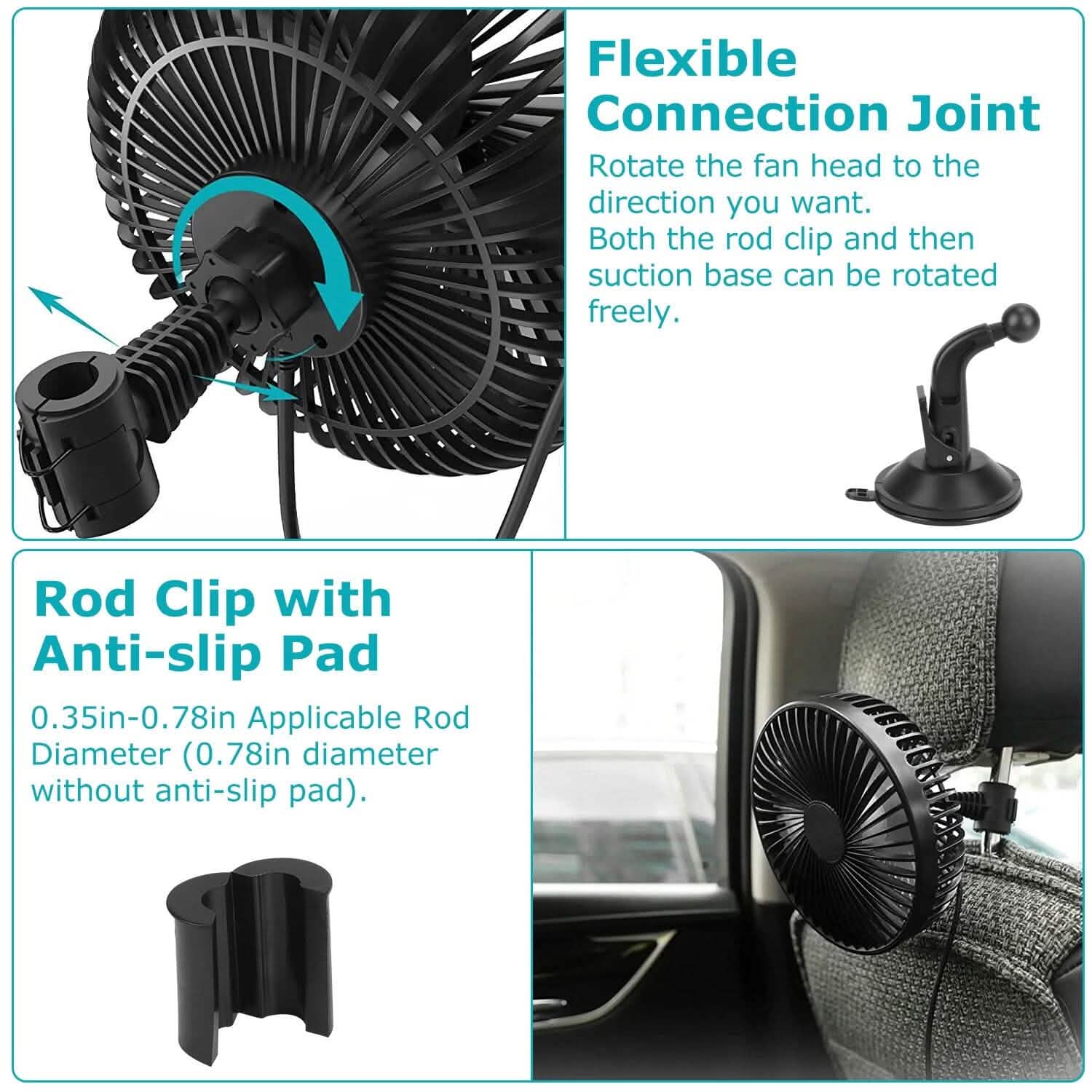 Portable Rotatable Car Cooling Fan