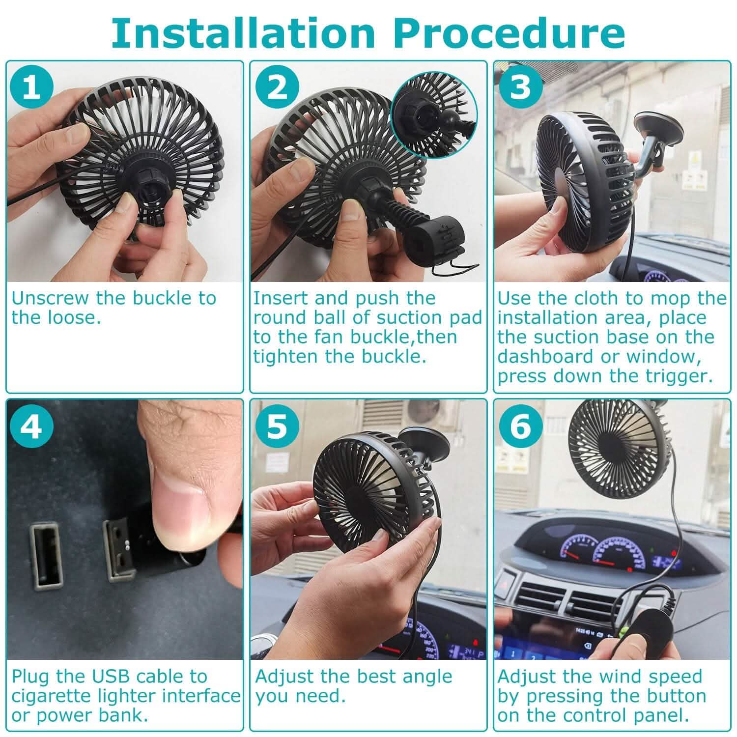 Portable Rotatable Car Cooling Fan