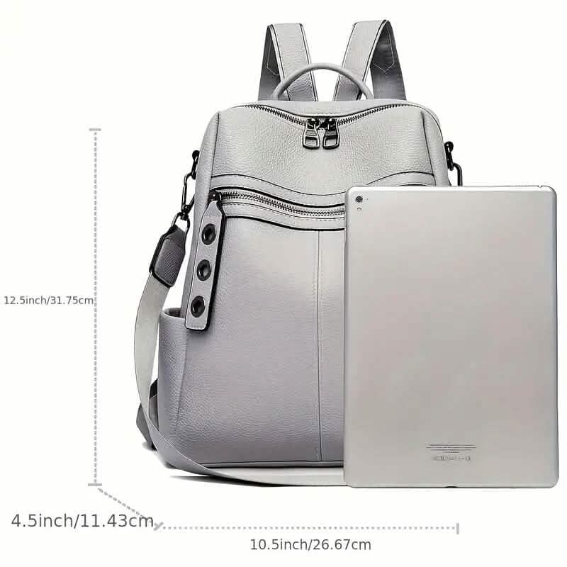 Premium Genuine Leather Womens Backpack - Brown