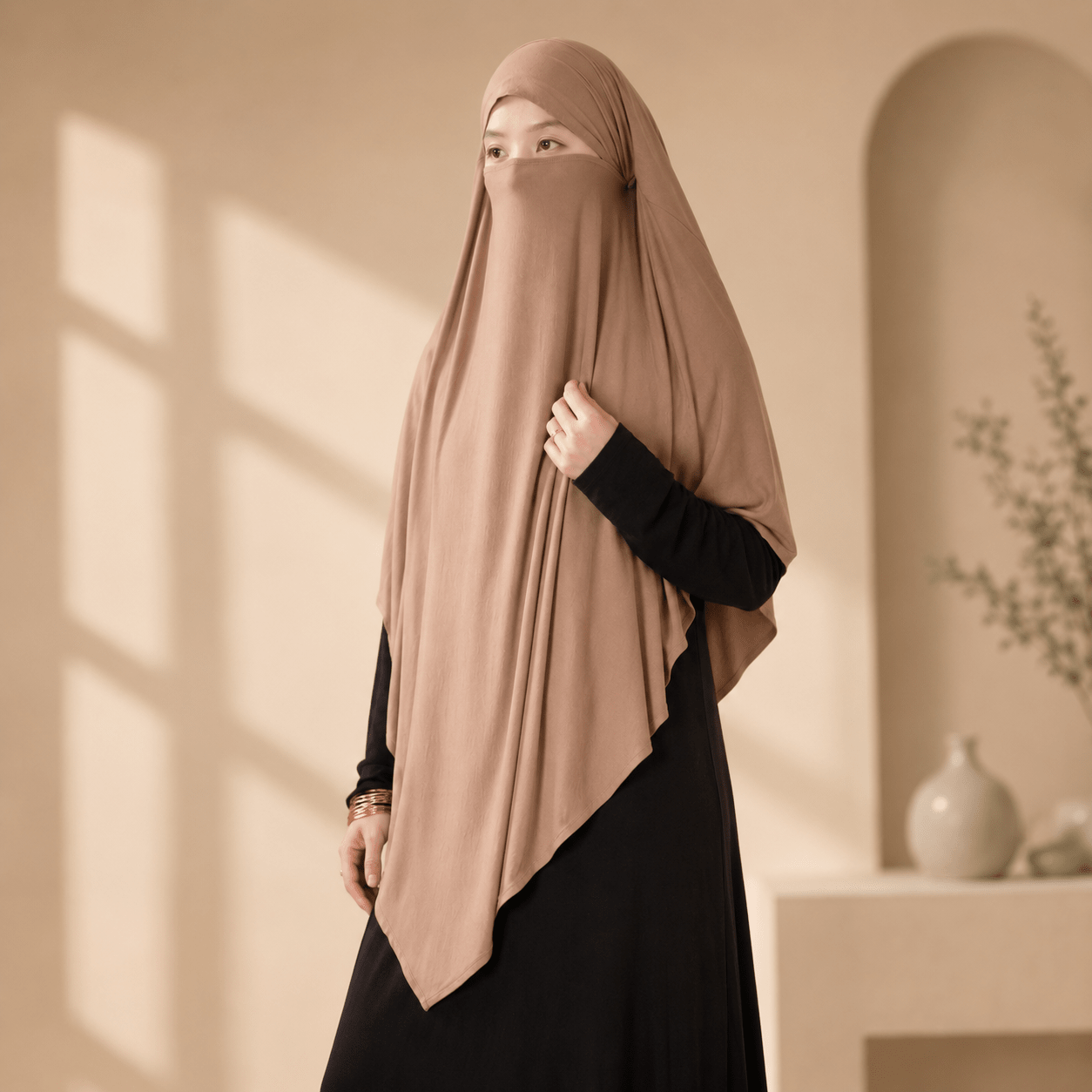 Premium Lenzing™ Modal Khimar with Integrated Face Veil (MK029)