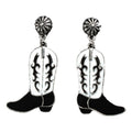 Boucles d'oreilles bottes de cowboy noires et blanches