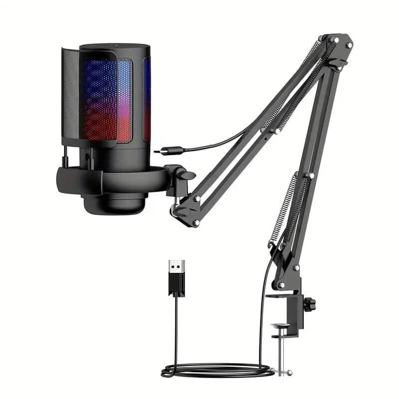 Microphone d'enregistrement professionnel avec support articulé réglable