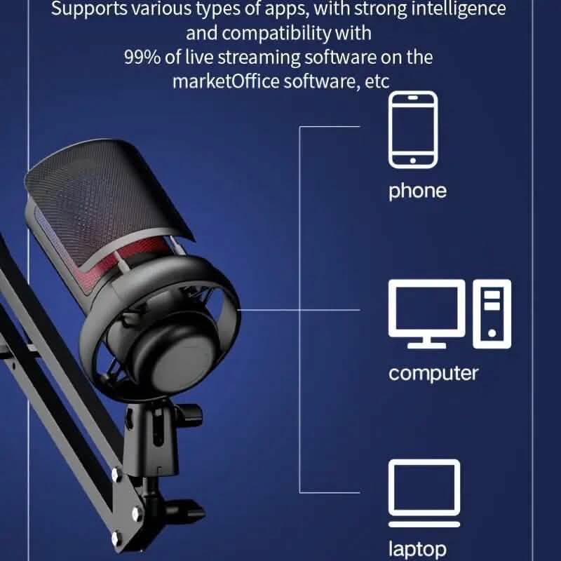 Microphone d'enregistrement professionnel avec support articulé réglable