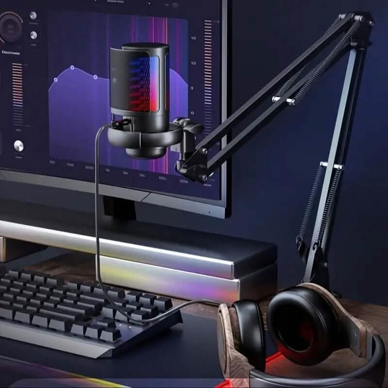 Microphone d'enregistrement professionnel avec support articulé réglable