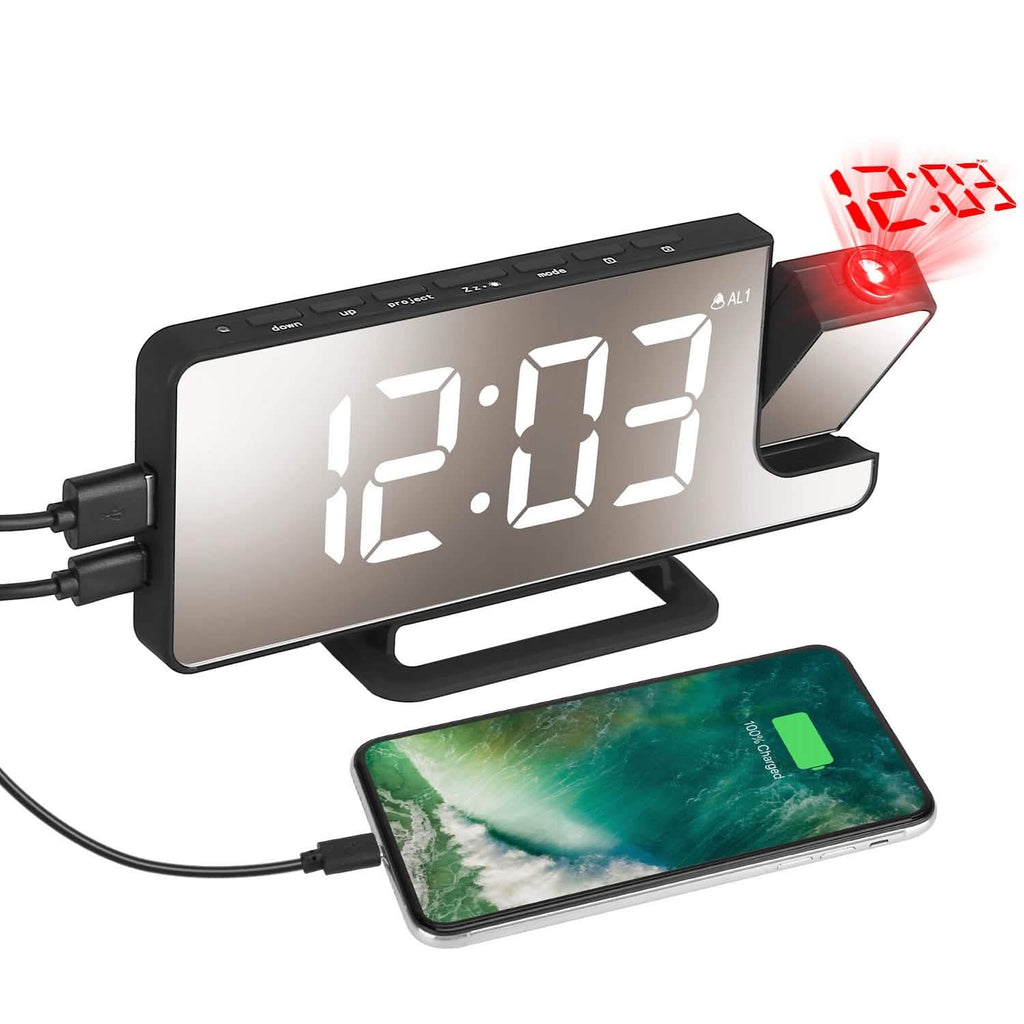 Projection Alarm Clock LED Digital Alarm Clock with Dual Alarms Snooze