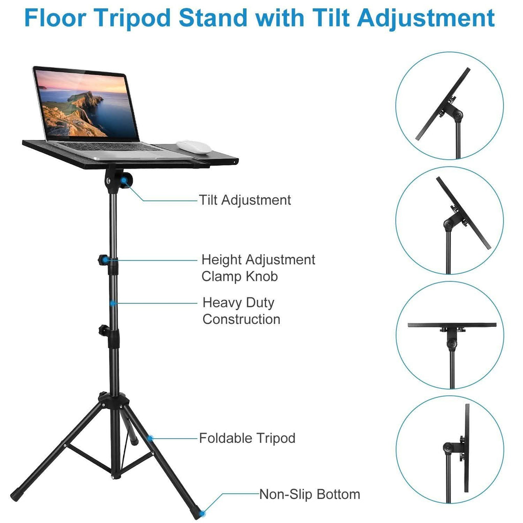 Support trépied pliable pour projecteur avec réglage de la hauteur et de l'inclinaison