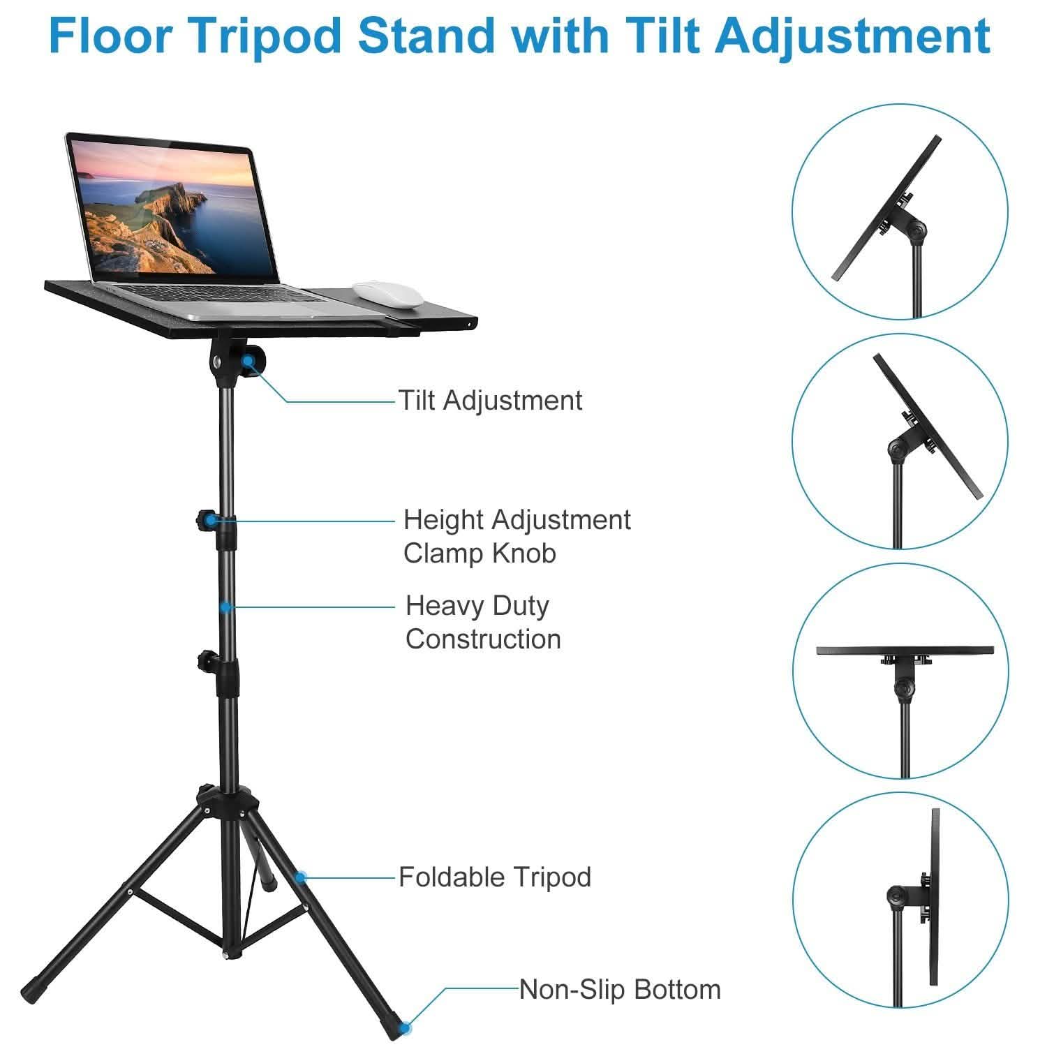 Support trépied pliable pour projecteur avec réglage de la hauteur et de l'inclinaison