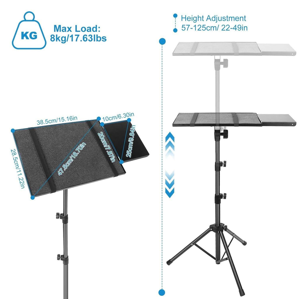 Support trépied pliable pour projecteur avec réglage de la hauteur et de l'inclinaison