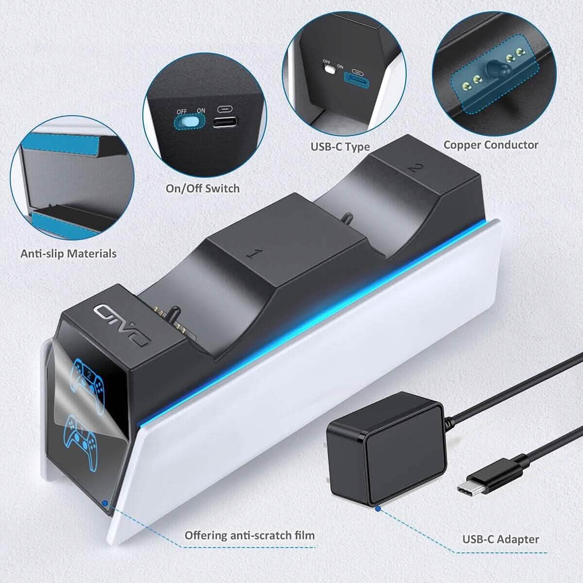 PS5 Controller Charger Station with Fast Charging AC Adapter 5V/3A  (Refurbished)